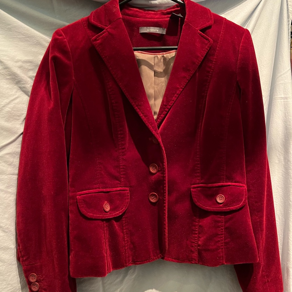 Liz Claiborne Red Velvet Blazer